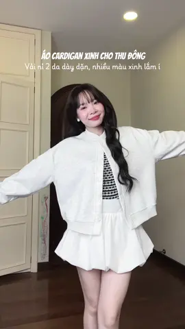 Áo cardigan nỉ xinh cho thu đông #OOTD #outfitideas #aocardigan #aokhoac 