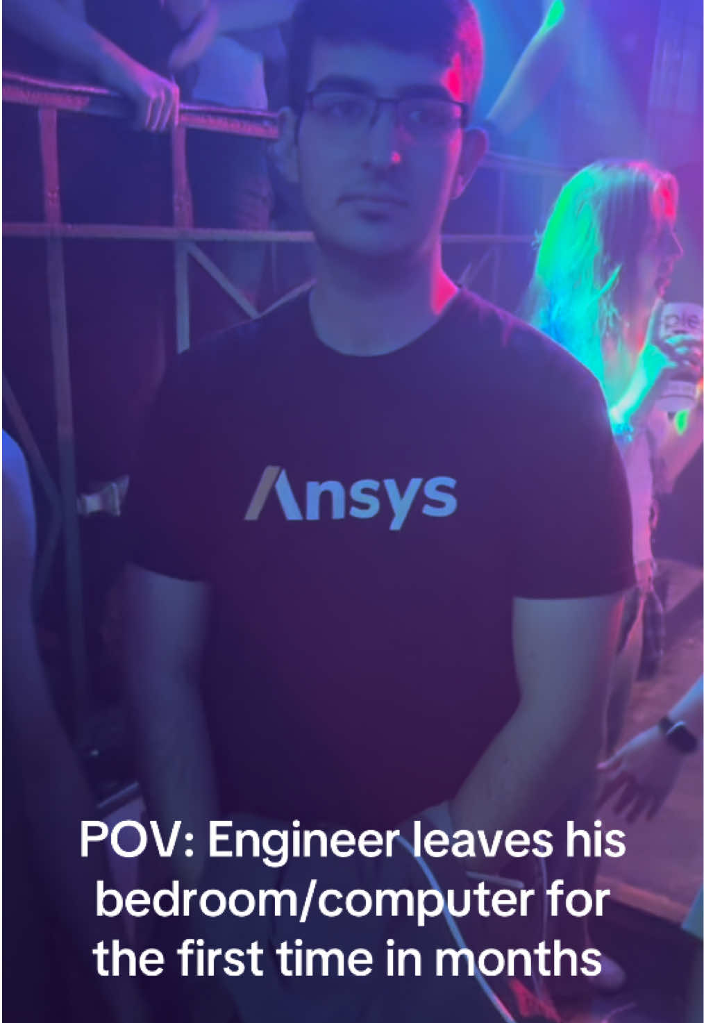 The Ansys t-shirt really brings it together (he wasn’t planning on being dragged into the club) #engineering #xracing #fyp #exeteruniversity #formulastudent 