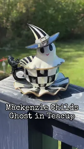 Mackenzie Childs Ghost in Teacup from QVC #halloweendecor #homedecor #mackenziechilds 