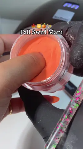 Creating a Fall Swirl Manicure using dip powder 😍🍁🍯🍊✨ #fallnails #nailsathome #nailboo #nailtok #nails 
