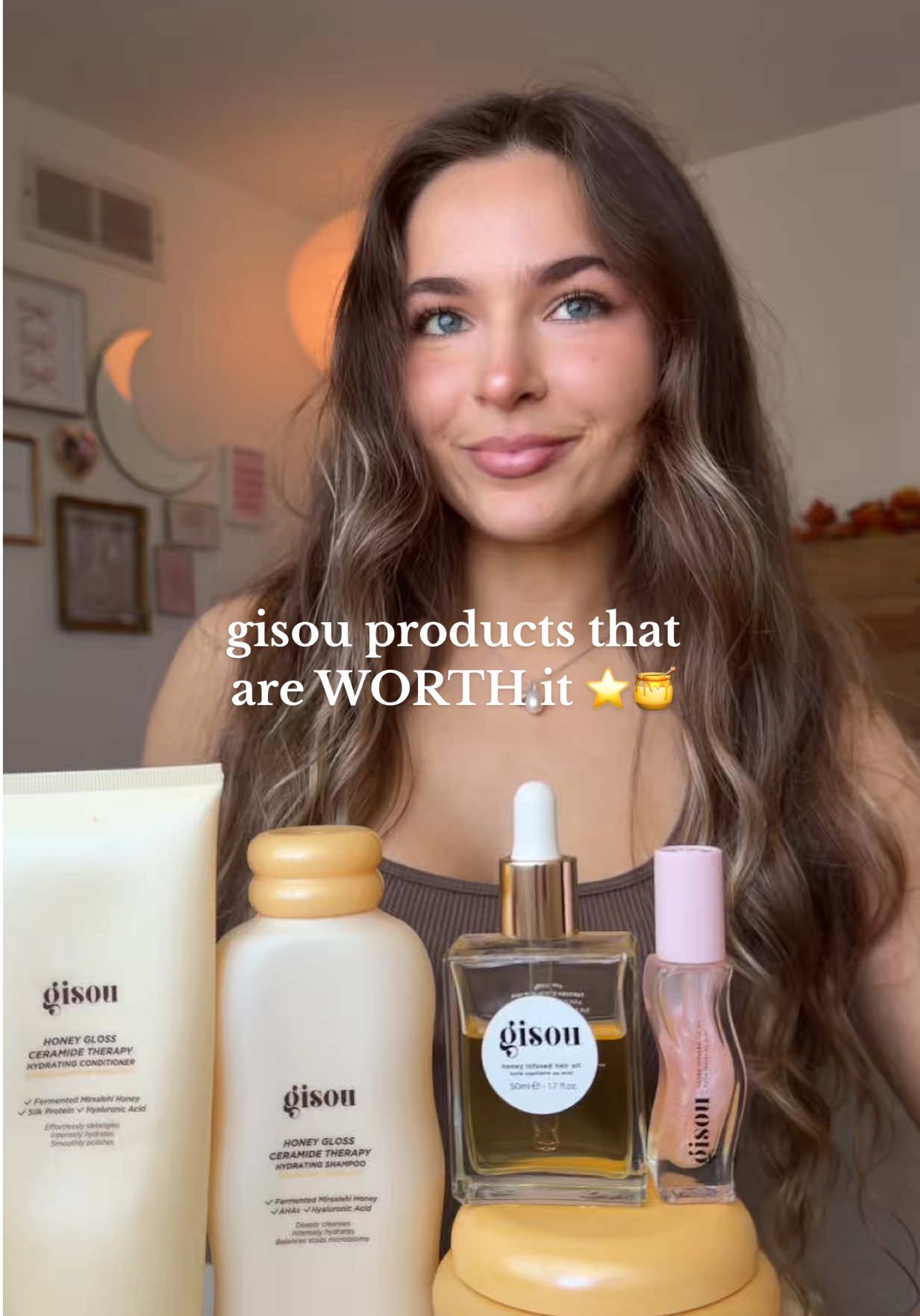 the top @Gisou products u should snag while they’re 20-40% off for prime day! ⭐️🤎🍯 @Amazon Beauty  #gisou #primedaydreamdeals #gisoulipoil #gisouhairoil #gisoureview 