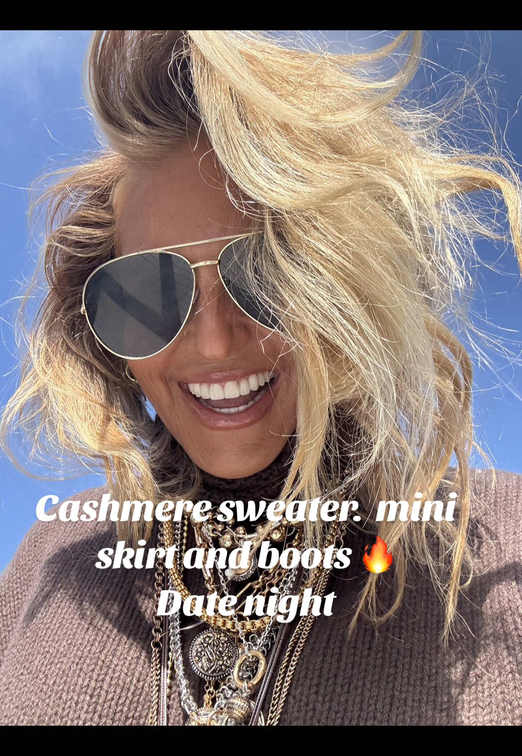 The perfect cashmere turtleneck and mini skirt! My fave fall boots from amazon and the bag and sunnies on sale 🙌🏻 Zara jewels for an affordable look! Date night! #cashmere #turtleneck #miniskirt #amazonfinds #fallboots 