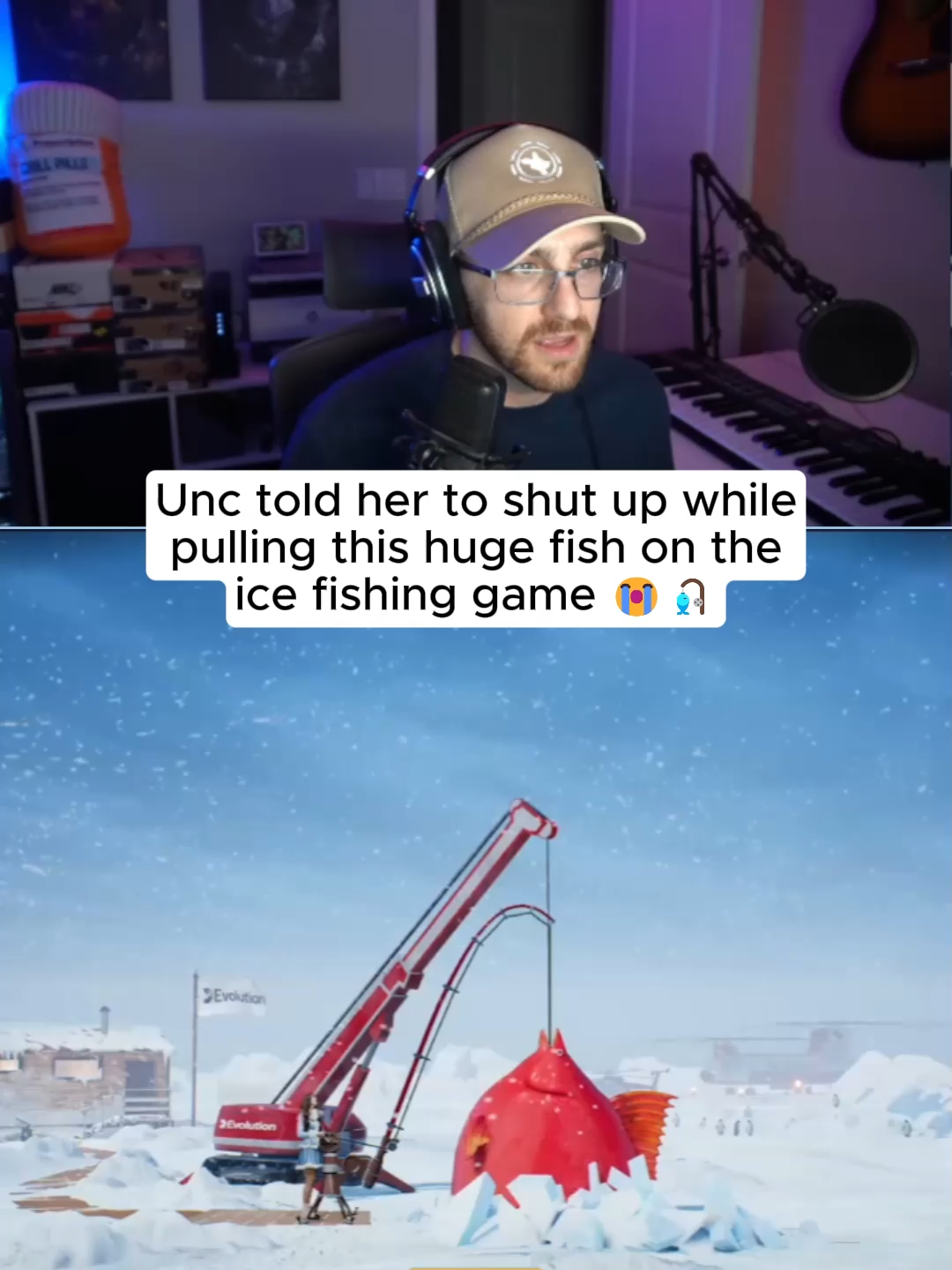Unc told her to shut up while pulling this huge fish on the ice fishing game 😭🎣 #kickstreaming