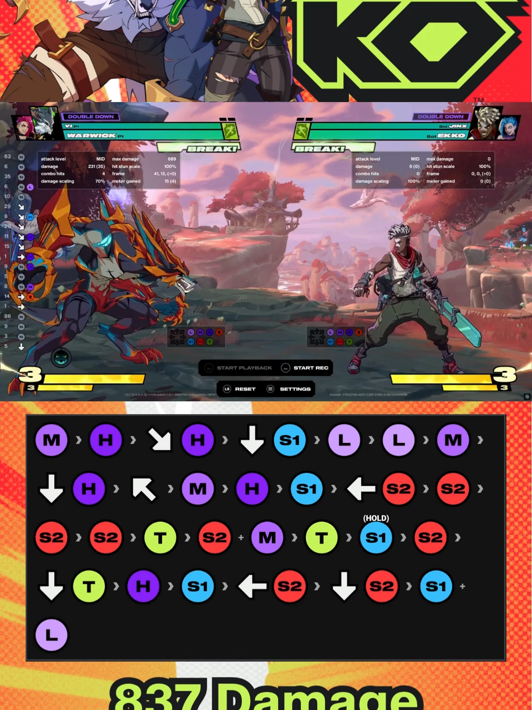 warwick and vi full bloodlust combo, 837 damage #2xko #combo #fgc #2xkowarwick #2xkovi #gaming#leagueoflegends