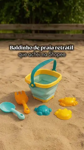 Kit de praia infantil retrátil com 6 acessórios 🏖️ diversão garantida no sol! ☀️ digite nos comentários “eu quero” que te mando o link #kitpraia #brinquedodepraia #balderetratil #baldedepraia 