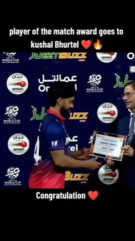 player of the match award goes to  kushal Bhurtel ❤️🔥#kushalbhurtel #nepalcricket #❤️🔥 