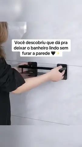 Suporte prateleira, moderno e elegante, não necessita furar parede 🥰 #banheiro #decoracao 