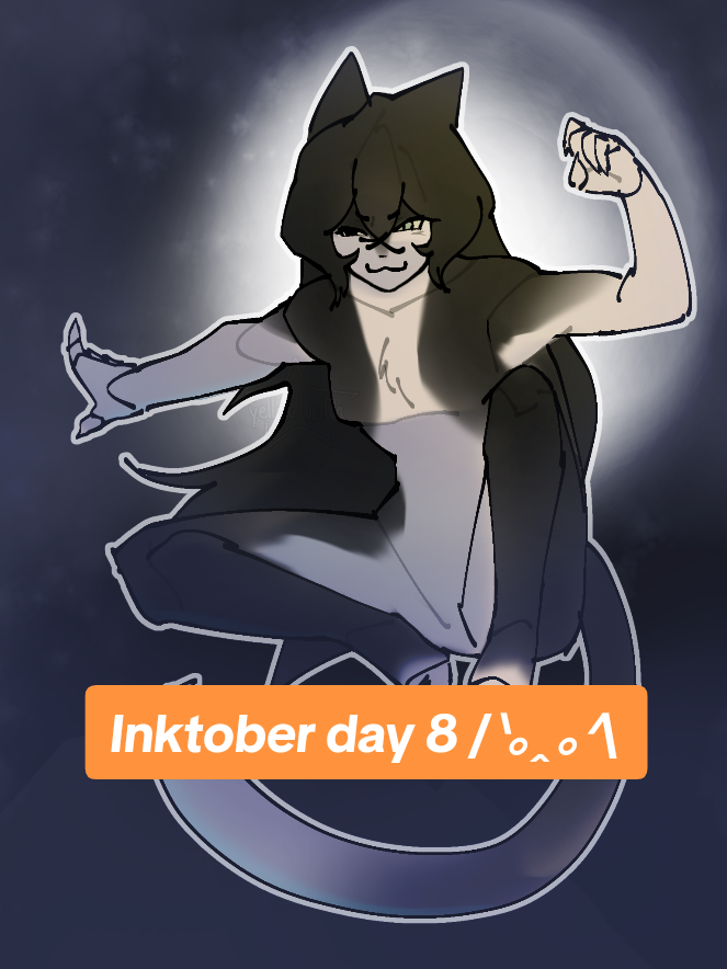 She's about to hit someone, trust 🙏 (She would never) I started this drawing with an idea and ended up just drawing her with a cool background but... who cares? I like it ^^ - #inktober2025 #inktober #speedpaint #digitalart #oc 
