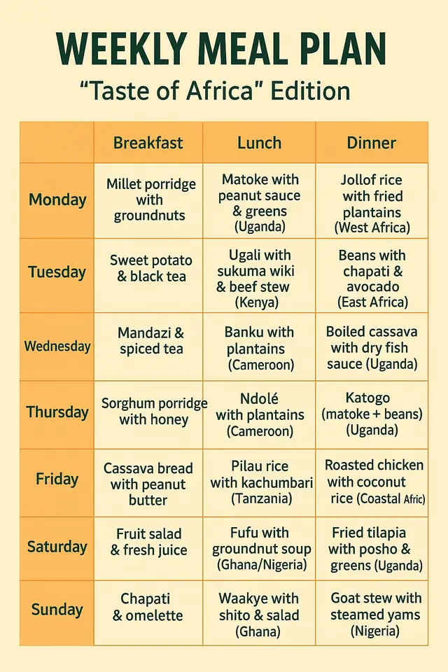 ✨ Taste of Africa — One Plate at a Time! From Uganda’s creamy matoke to Ghana’s spicy jollof, every dish tells a story of flavor, culture, and community. 🍲💛 This week, we’re celebrating African heritage through food — rich, colorful, and full of love. Because when we eat local, we honor our roots and support our farmers. 🌾#videoviral #fyp #africantiktok 