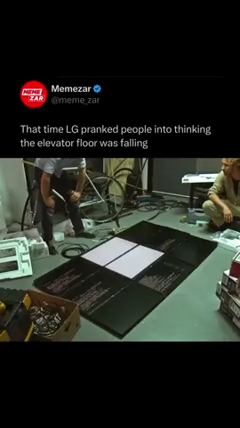 📺 LG staged a clever marketing stunt by turning an elevator floor into a giant TV screen disguised as normal tiles. As unsuspecting people stepped inside, the “floor” appeared to crack and collapse beneath them through realistic graphics, making it seem like they were about to fall. Hidden cameras captured their shocked and panicked reactions in real time. The prank was part of a campaign to showcase the lifelike picture quality of LG’s IPS monitors. The ultra-realistic visuals successfully fooled nearly everyone, quickly going viral online and earning massive publicity for the brand. It’s remembered as one of the most creative tech ads that blended humor, surprise, and product demonstration seamlessly. Like this content? Follow us for more @memezar ❤️  #memezar 