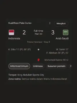 Timnas Indonesia harus takluk dari tuan rumah Arab Saudi dengan skor tipis 3-2 di kualifikasi piala Dunia round 4 , #timnasindonesia #kualifikasipialadunia2026 #fyp #fypシ゚ 