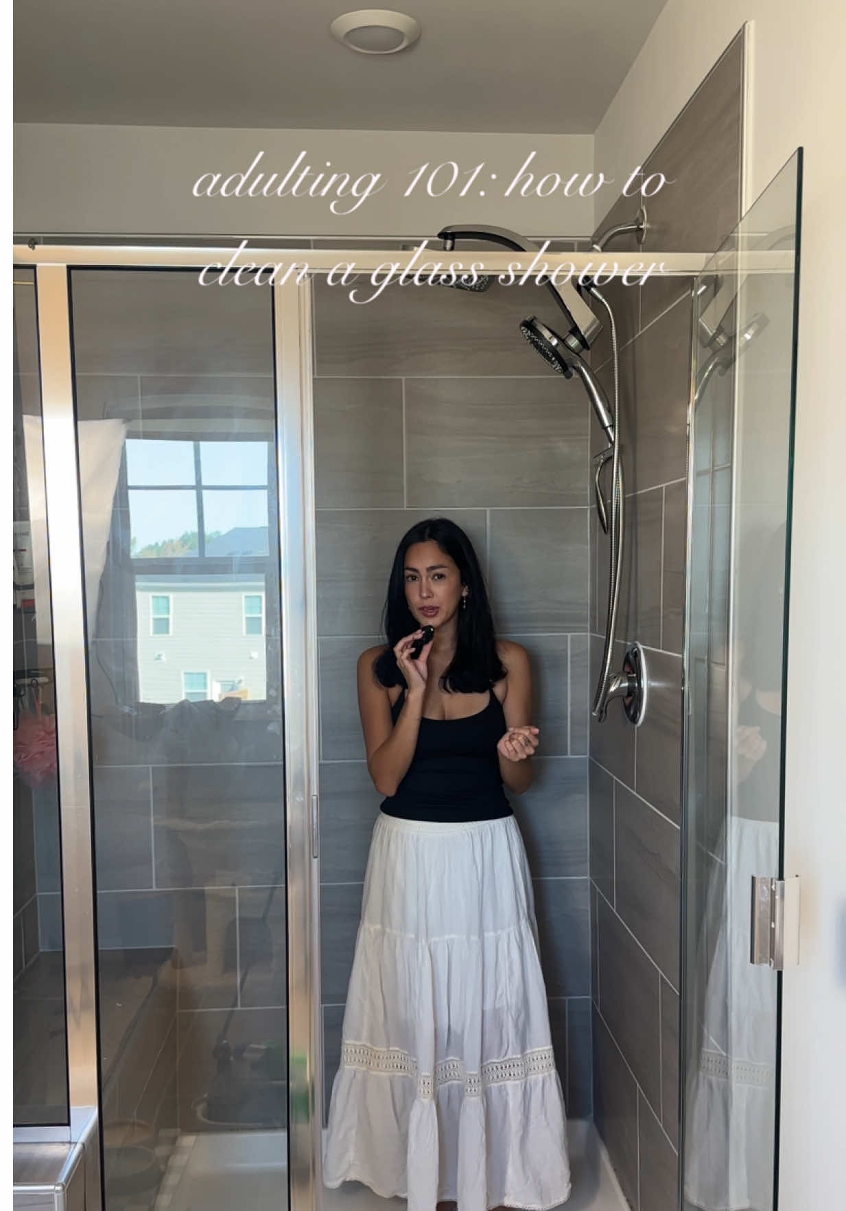 how to clean a shower with glass and keep it clean 🫧🧽  #cleaningtips #cleaning101 