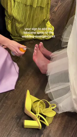 Did I tell my maid of honor she was crazy when she suggested this? Yes. Did I absolutely need the lidocaine spray? Also yes. After hours of wearing my wedding day heels I was DESPERATE. 