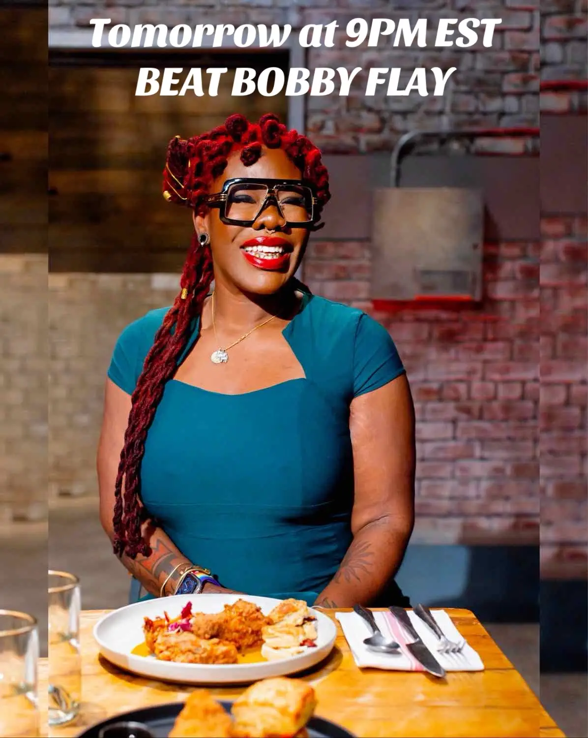 Y’all like watch parties and wangs? If enough of you reach out and I mean really reach out I might turn the fryer on at the cafe and make wangs and have a watch party.  Holla at me if that seems like a good time. I mean hell imma already be there working.  Anyways! It’s doing down! Tomorrow I’m back as a second round judge on one of my favorite competition shows!  @foodnetwork Beat Bobby Flay Look at me looking fly AF which is fitting because tomorrow’s ep Fashion icon Carson Kressley and pastry chef Stephanie Boswell “zhuzh up” chefs Chris Infingerand Kevin Lee and prepare them for victory over Bobby Flay.  My cojudges, Dana Cowin and Jae Lee and I really were full of “Style And Sass” and we had a time. I am still in touch with these two because sometimes you meet people and you just realize they are actually dope humans.  Jae, owns NOWON and yall should run not walk to the resy list because his take on NYC inspired Korean food with Hip Hop influences is the way fusion should be (but often isn’t) done.  the Chopped Cheese Rice Cakes…slap yo’ mama goodt.  Dana is a bad a$$ editor and author and was the Editor in Chief of Food & Wine for like 20 years. Her blazer game is top tier and she’s funny as hell. Was so glad we got to share a stage again as she was the moderator for that Foodtank panel I was in two weeks ago.