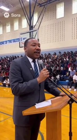 Martin Luther King Jr. gives inspiring speech at local highschool #mlk #highschool #speech #unemployed #fyp 