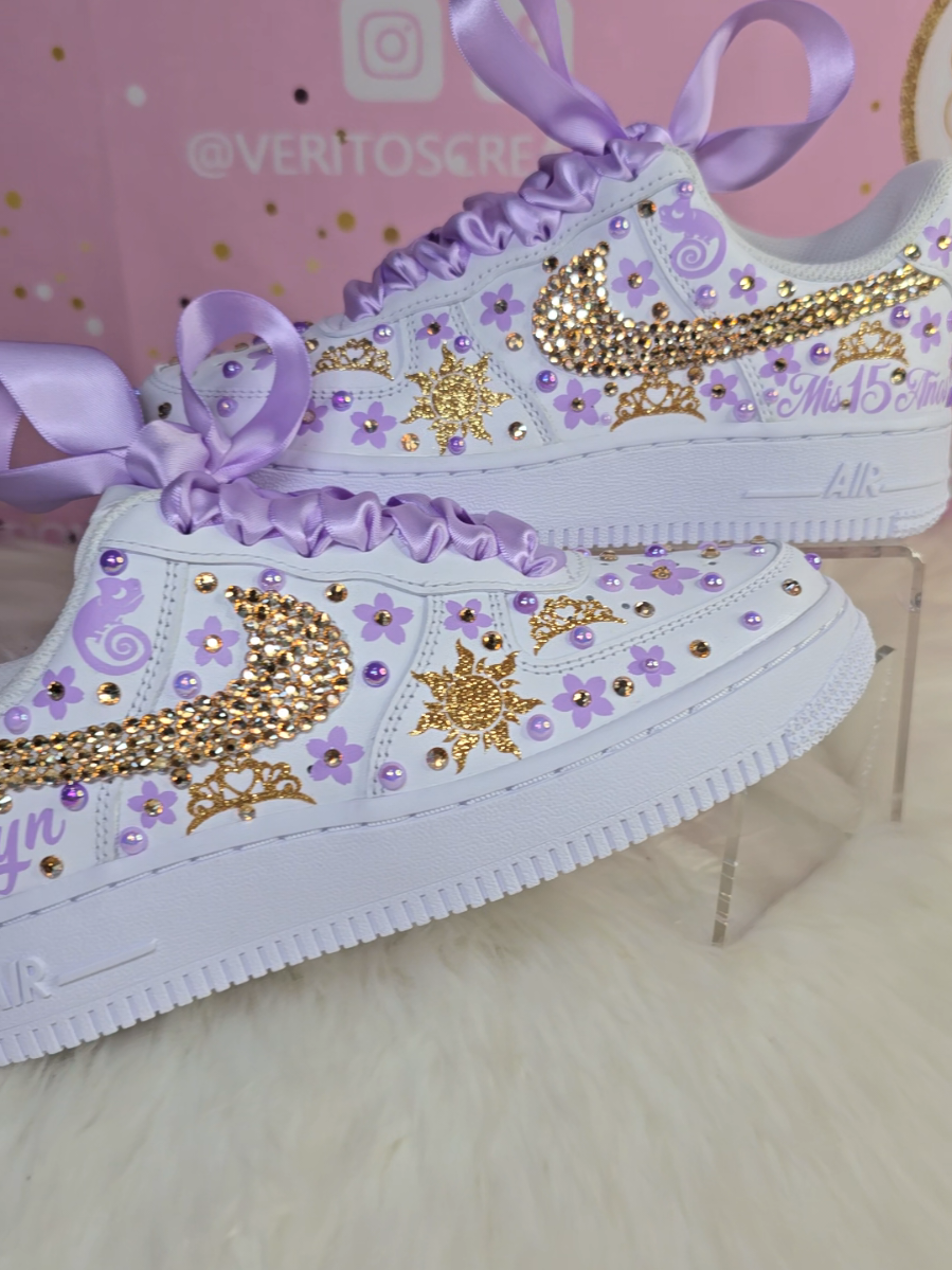 Custom Shoes💜👟 #quinceañera #fyp #rapunzel #bling #veritoscreations 