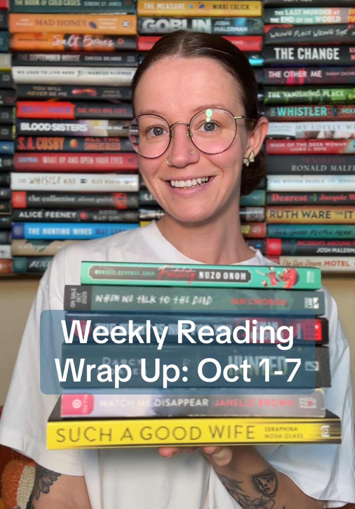 Weekly Reading Wrap Up October 1-7 📖📚 7 books 00:04 When We Talk to The Dead by Ian Chorão  1:20 The Night Is Not For You by Eman Quotah  2:22 Maggie’s Grave by David Sodergren  3:11 Hunted by Darcy Coates 4:07 Such a Good Wife by Seraphina Nova Glass & Watch Me Disappear by Janelle Brown 4:23 Futility by Nuzo Onoh  #weeklyreadingupdate #bookreviews #whatireadinaweek #thrillerbooks #horrorbooks 