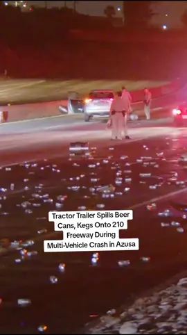Tractor Trailer Spills Beer Cans, Kegs Onto 210 Freeway During Multi-Vehicle #Crash in #Azusa #beer 
