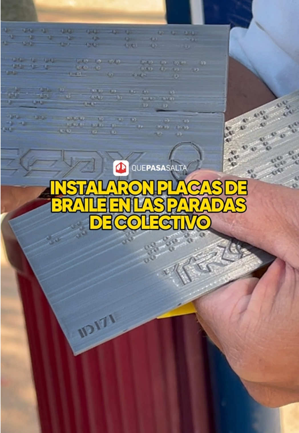 INSTALARON PLACAS DE BRAILE EN LAS PARADAS DE COLECTIVO -#salta #noticias 