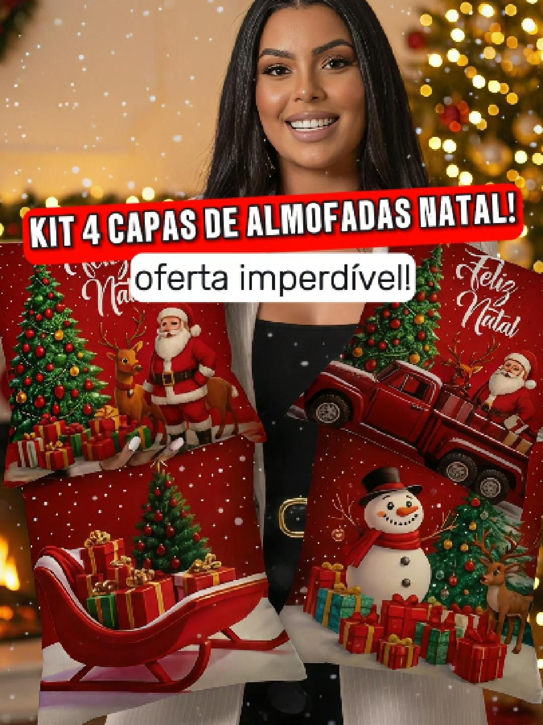 compre aqui 4 capas de almofadas de natal oferta impoerdível. #natal #capadealmofadas #tiktokshop #almofadasdecorativas