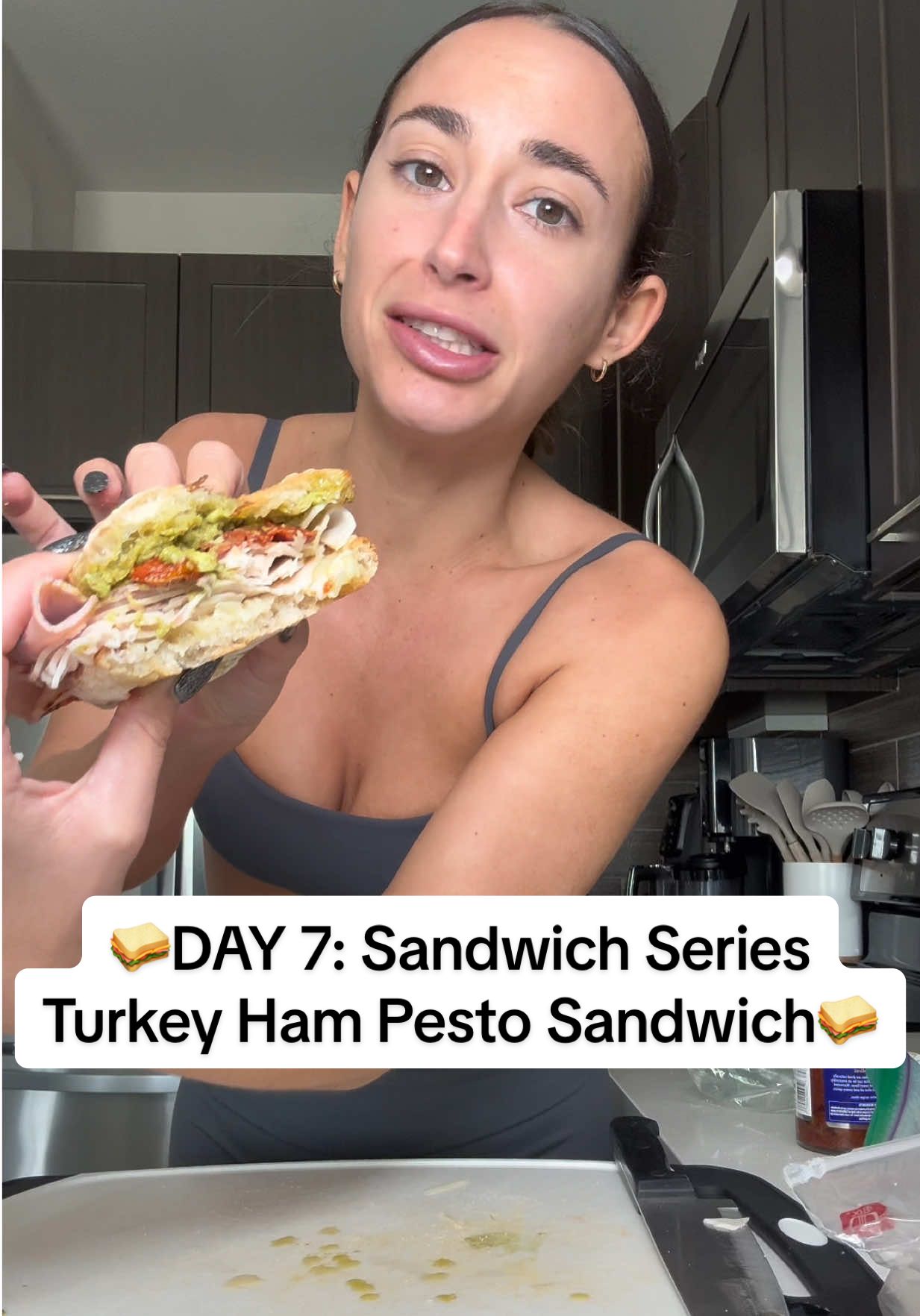 Replying to @jaykekes ILY!!! day 7 of making a sandwich every👏🏼day👏🏼until 2026…got a turkey ham pesto sammy for you 🥪 #sandwich #sandwichrecipe #sandwichseries 
