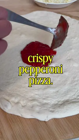 homemade pepperoni pizza. extra crispy 