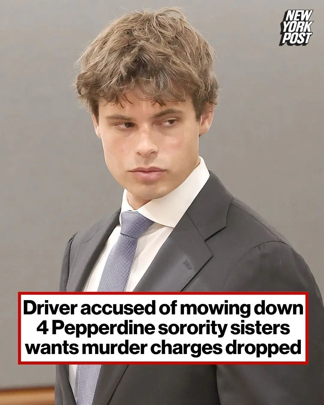 The high-powered lawyers for the out-of-control BMW driver accused of killing four Pepperdine University students are now urging a California judge to toss his murder case – arguing the 23-year-old was “grossly overcharged.” Fraser Bohm’s defense attorney, Jacqueline Sparanga, filed a 55-page motion on Sept. 30, challenging details from an April hearing and pushing to dismiss the four murder counts leveled against her client, according to court documents obtained by The Post. Bohm was slapped with murder and vehicular manslaughter charges for fatally mowing down Niamh Rolston, 20, Peyton Stewart, 21, Asha Weir, 21, and Deslyn Williams, 21, while doing over 100 mph in Malibu on Oct. 17, 2023. The motion, filed in Los Angeles County Superior Court, claims that prosecutors are lacking legally sufficient evidence to back the second-degree murder charges. The filing also blasts the prosecution for a “muddled presentation” that their theory of “implied malice” is “unsupported by fact and by law.” Prosecutors said the Malibu resident was allegedly speeding 104 mph on a notoriously dangerous 45 mph stretch of the Pacific Coast Highway when he lost control of his luxury car and slammed into three parked cars, which then collided into the four Alpha Phi Sorority sisters walking nearby. The victims, seniors at the liberal arts college, all died at the scene. 📸: Frederick M. Brown for NY Post; Obtained by NY Post