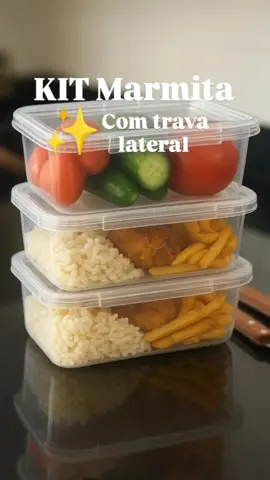 kit 10 potes com travas laterais #comida #marmita #potes 