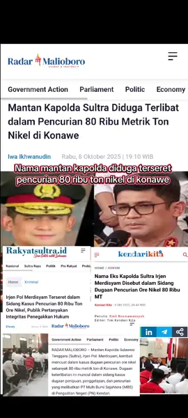 Beredar berita on line daerah seorang mantan kapolda nama terseret pencurian nikel di konawe saat persidangan.