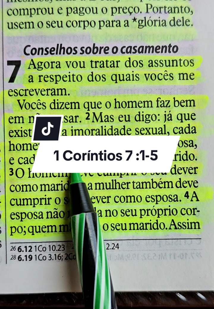 1 Coríntios 7 :1-5 🙌 #palavradeDeus #Deusefiel #versiculododia #versiculosbiblicos #Versículossagrados 