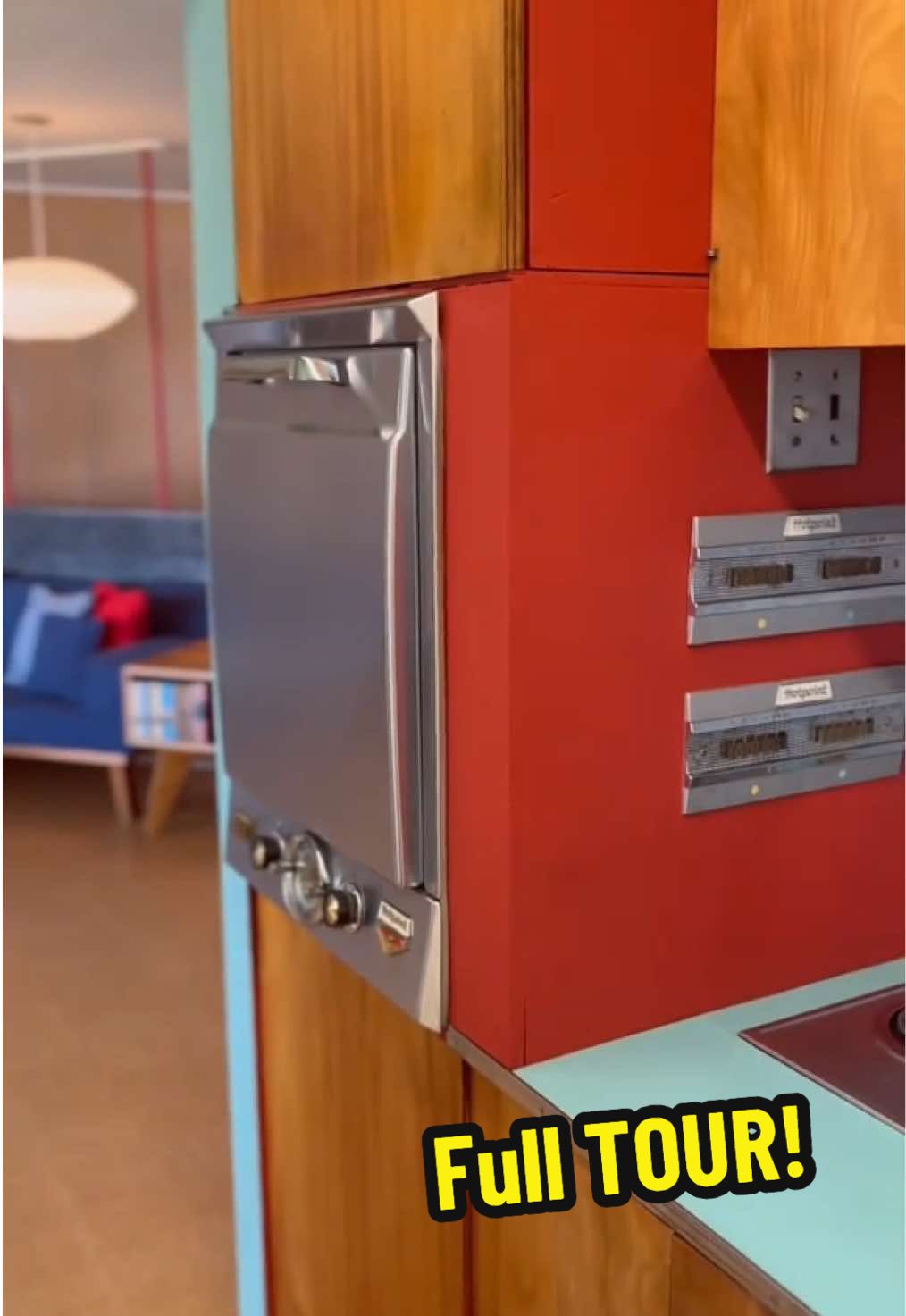 Behold — my new favorite time capsule! The standard by which I’ll judge every future home I tour. I know this one took me forever to post, but trust me — it was worth the wait. Last week, I drove a little over three hours to the small town of Ashton, Illinois to tour this stunning mid-century modern home — built in 1955 and almost completely untouched since. It’s packed with every retro feature you could hope for: built-in furniture ✅ vintage appliances ✅ colorful bathrooms with original tile ✅ — plus a few I never expected, like multiple George Nelson Bubble Lamps and those incredible color-blocked cabinets.  And that’s to say nothing of the view! It felt like I was in the mid-western equivalent of beach-front property… Thank you SO much to Lou Zucaro, for arranging the tour.  This is such a special home, so please share so we can find it the right, new owner! #oldhouse #housetour #midcentury #vintagekitchen #mcm 