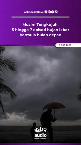 5 hingga 7 episod hujan lebat berterusan dijangka berlaku pada musim tengkujuh bermula bulan depan hingga Mac 2026.   Menurut Kementerian Sumber Asli dan Kelestarian Alam, ia berpotensi terjadi jika fenomena La Nina turut berlaku yang boleh cetus banjir pada November dan Disember nanti di negeri-negeri Pantai Timur.   Sabah pula dijangka terkena tempias Monsun Timur Laut antara November ini hingga Februari depan, manakala Johor dan Sarawak antara Januari hingga awal Mac 2026. #AstroAudioNews 