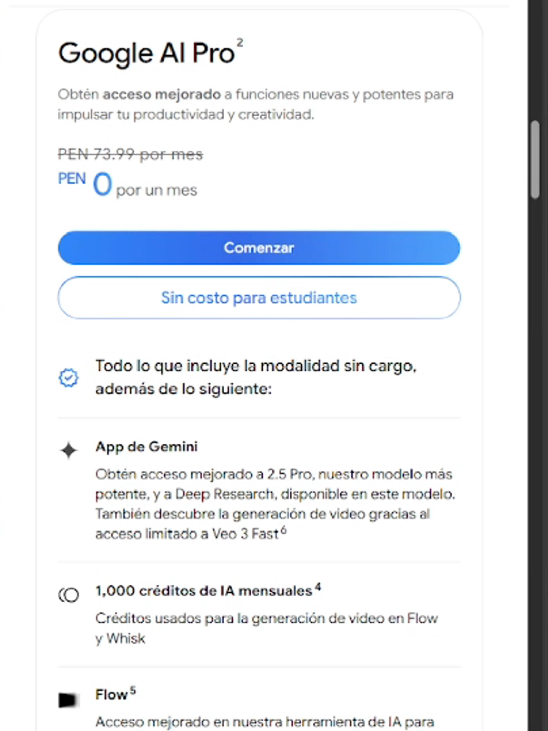 Gemini Pro gratis por 12 meses para estudiantes universitarios y de institutos del Perú #Peru #GeminiPro #Gratis #12meses