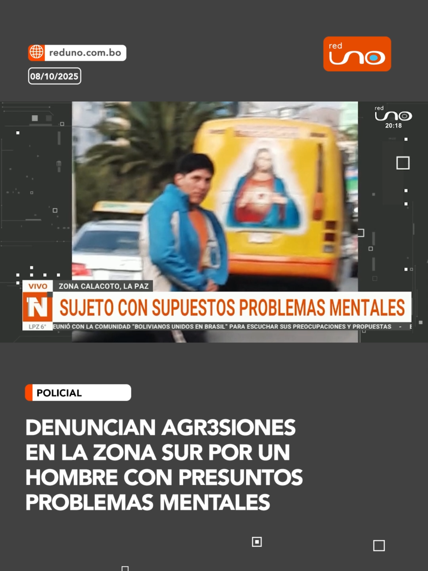 #NotivisiónLPZ | Vecinos de Calacoto afirman haber sido golp3ados sin motivo por un sujeto que habría agr3dido a varias personas, incluso adultos mayores. Exigen a la policía intervenir. ▶️ Más en www.reduno.com.bo #RedUno #LaPaz #Calacoto #Seguridad #Denuncia