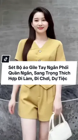 Sét Bộ áo Gile Tay Ngắn Phối Quần Ngắn, Sang Trọng Thích Hợp Đi Làm, Đi Chơi, Dự Tiệc!! #setboxinh #setgile #setdichoi #setgilenu #outfits 