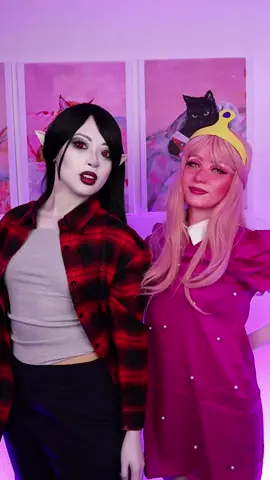 8/31 tus chicas favoritas 🩷🖤 @Kwaily #alexmiween #halloweenmakeup #horadeaventuracosplay #princessbubblegum #marceline  
