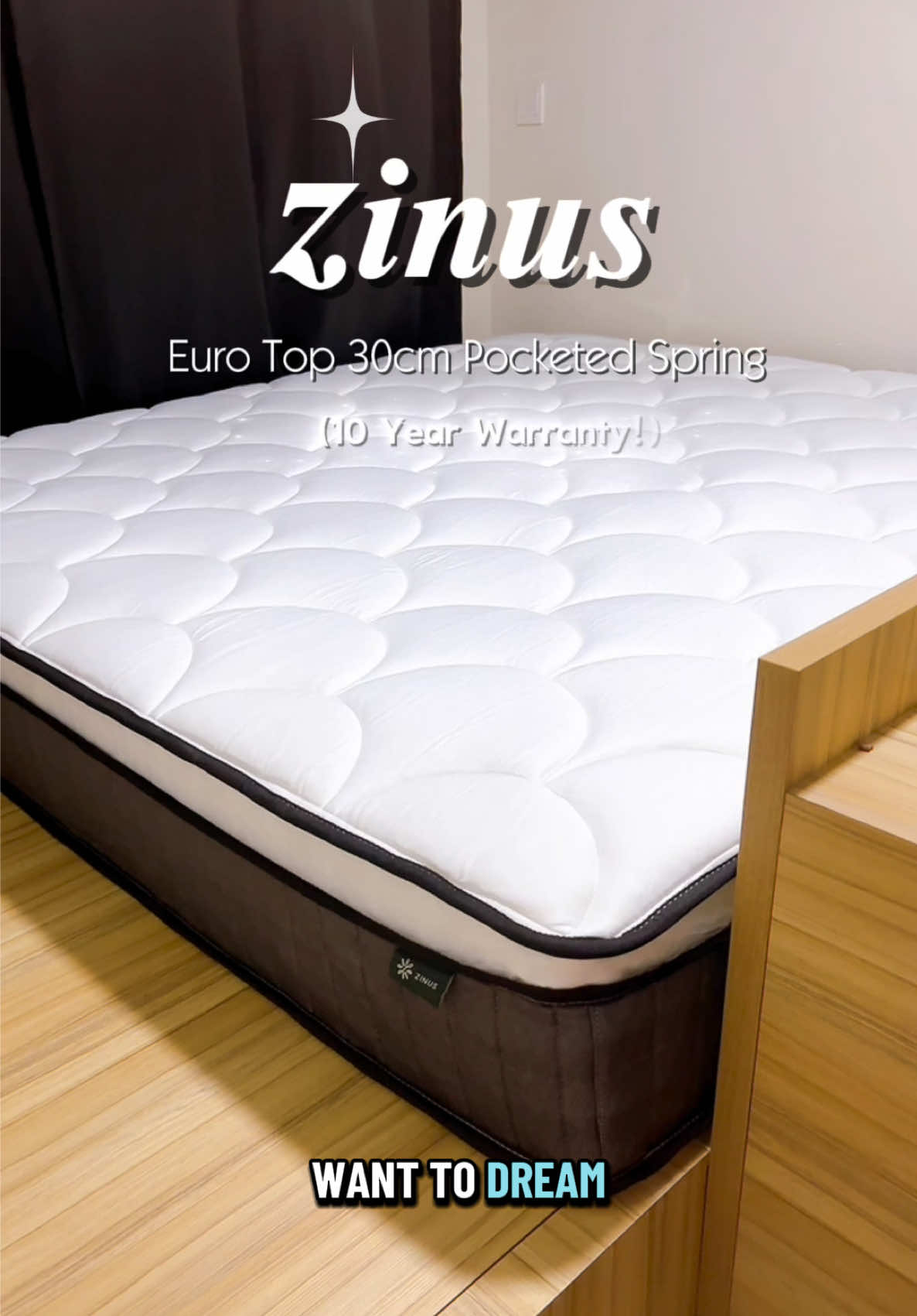 ☁️ ZINUS 30cm Plushy Euro Top Pocketed Spring Mattress Bed 😴(12inch Thick) 10 Years Warranty! Free delivery 🧸 Comfort Level: Medium, Soft Knitted Hypoallergenic Poly Jacquard Cover with fiber padding and supportive foam, Motion Isolation, Icoil Technology, Smartly shipped in a box with patented compressed technology 🛌 @Zinus Singapore  • Single • Super Single • Queen • King #zinus #zinusmattress #mattress #pocketedspringmattress #bed