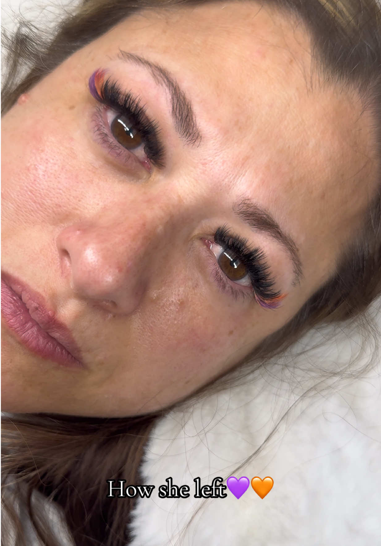 How my client in vs how she left🧡💜 Before and after a Russian volume full set👻 The colors are perfect for Halloween just around the corner😮‍💨 This is your sign to ask for a colored set your next appt!  To book click the link in my bio or call 954-866-1386🤍✨ Located in Broward County plantation🫶🏼 #halloweenlashes #browardlashtech #browardlashesandbrows #lashes305 #lashes954 