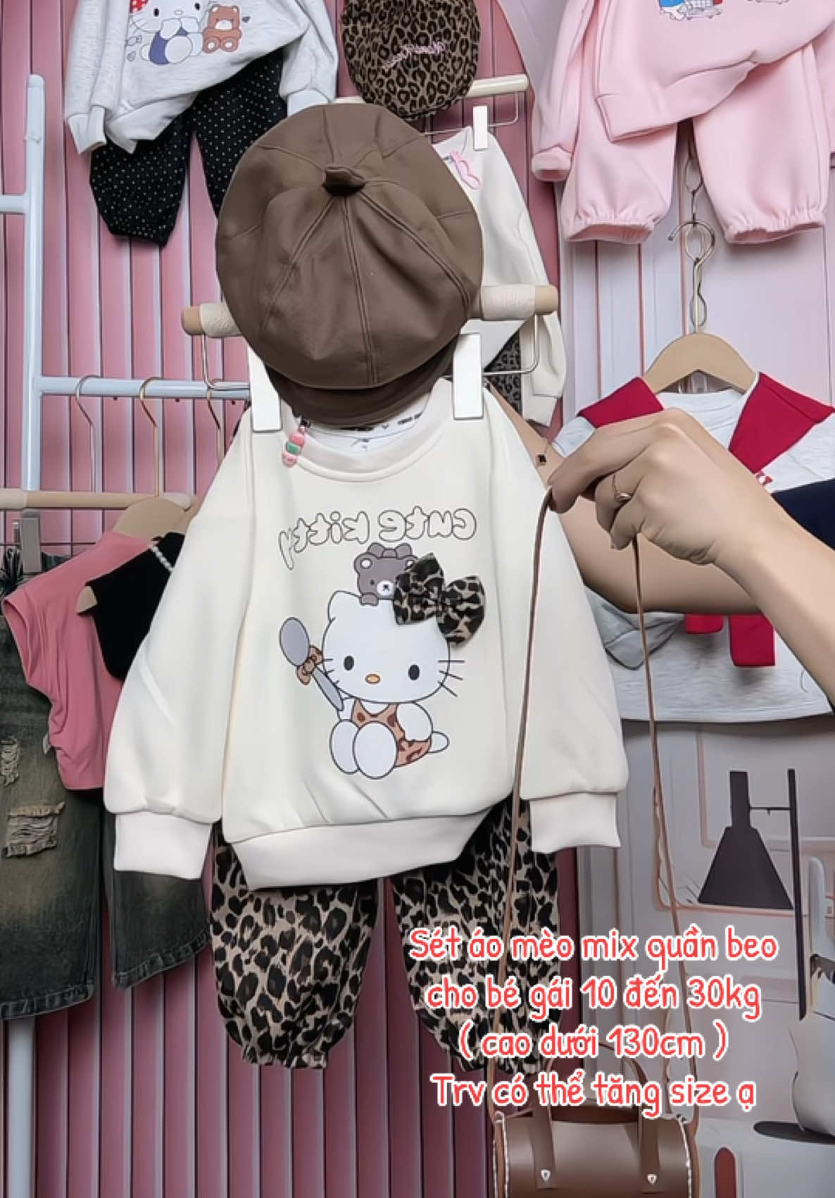 Sét áo nỉ hai da mèo mix quần beo cho bé gái   #quanaotreem #shopmesockids2 #xuhuong 