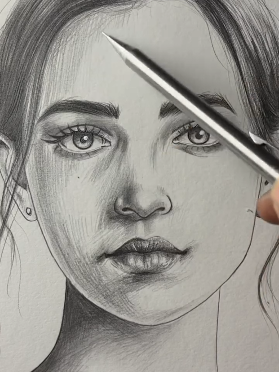How to draw Face tutorial with a pencil ✏️✏️.. #creatorsearchinsights #howtodraw #artisticsoftiktock #sketchdrawing #drawingchallenge 