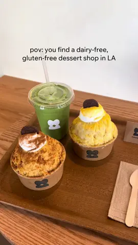 DAIRY-FREE BINGSU || @mewame is 100% gluten/dairy  and vegan! perfect for people with a sensitive stomach like me! [hosted] 🍧the shaved ice/bingsu is so light and fluffy and you can choose between oat or coconut-based flavors 🍂I tried the mango passionfruit and seasonal pumpkin spice-they’re topped with coconut cream and a gluten-free cookie  🍵they also serve blockshakes™️ which is your choice of fruit or premium ingredient blended with blockshake ice blocks - the matcha was delicious and rich yet not overly sweet  🍽️ I love that mewame is so allergy-friendly and they use no artificial colors/ingredients  📍7318 Santa Monica Blvd # 10, West Hollywood, CA 90046 • • • • • #weho #losangeles #bingsu #dairyfree #glutenfree 