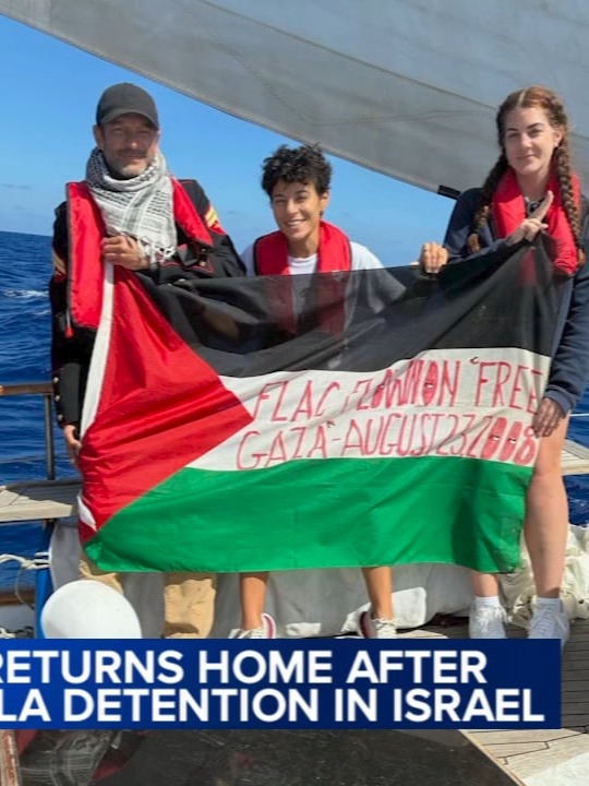 After a week in Israeli custody, an Illinois Marine veteran who was detained while on a humanitarian flotilla headed to Gaza flew to Chicago's O'Hare Airport Wednesday. Her attorney says detainees were zip tied, denied food and water and questioned for days. #news #chicagonews #illinois #gaza #israel