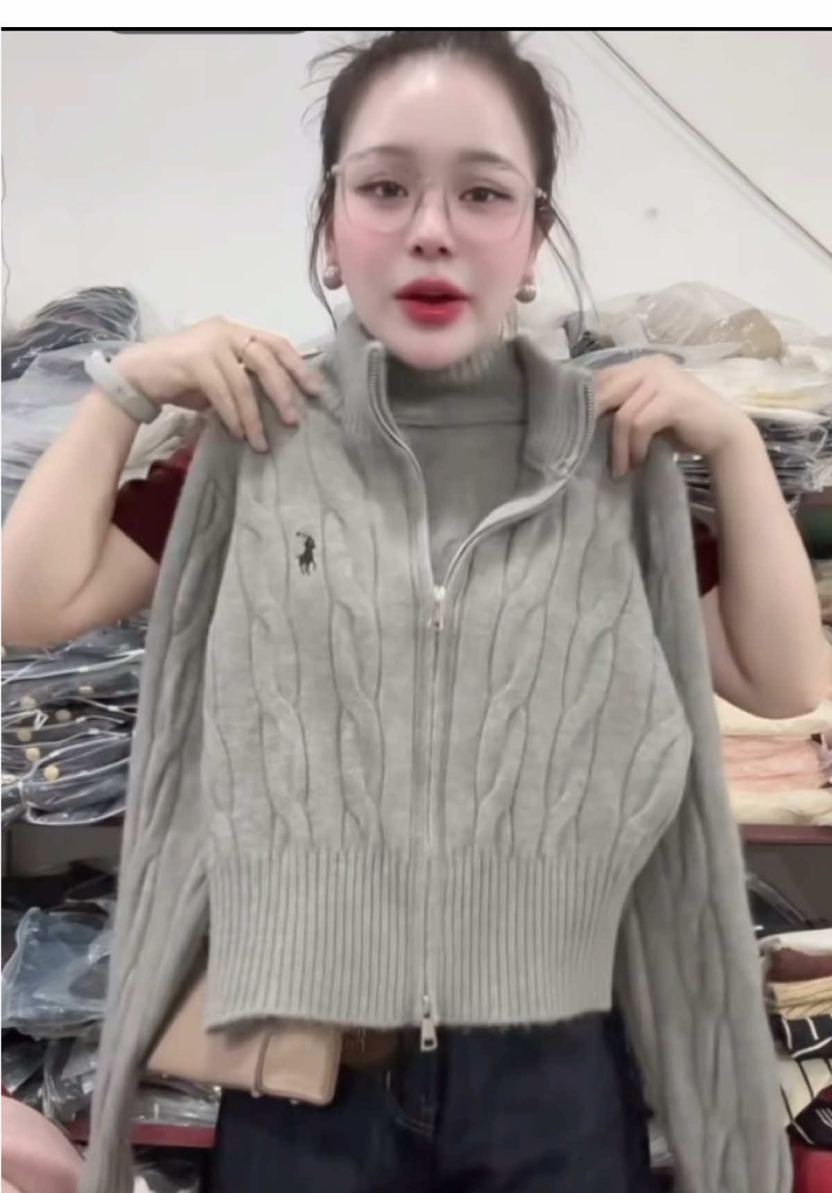 Áo khoác len khóa 2 chiều xinh nha #thoitrangnu #aokhoac #aokhoacnu #aokhoaclen 