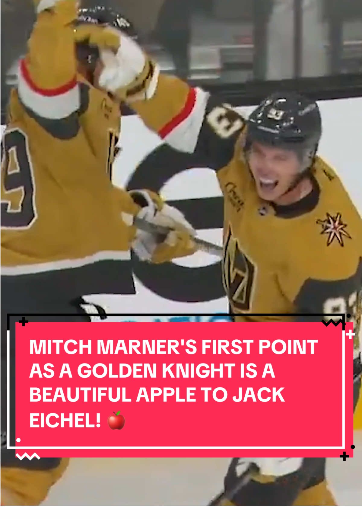 MITCH MARNER'S FIRST POINT AS A GOLDEN KNIGHT IS A BEAUTIFUL APPLE TO JACK EICHEL! 🍎 (via @NHL) #fyp #NHL #hockey #sports #viral 