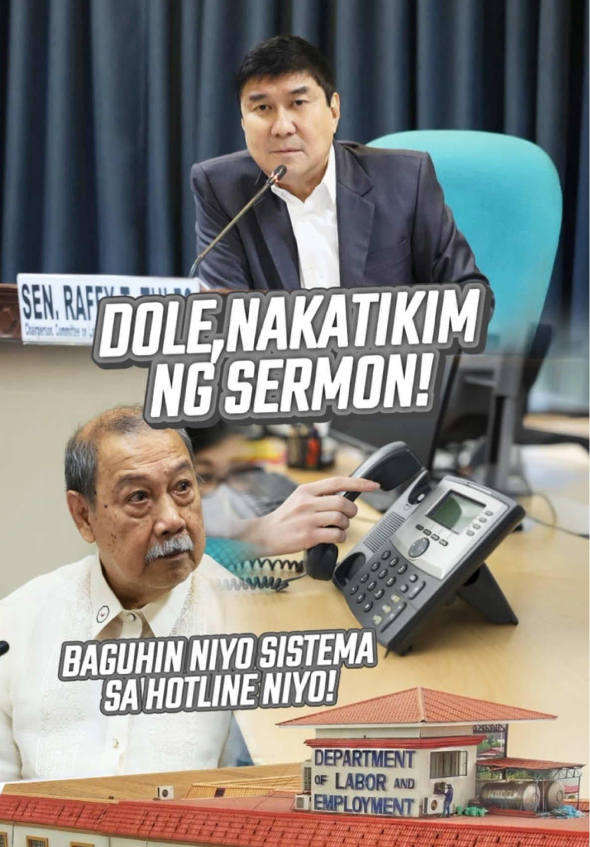 Binatikos ni Sen. Tulfo ang tinawag niyang palpak na hotline system ng DOLE dahilan kaya napakaraming manggagawa sa buong bansa ang tahasang niloloko at pinagsasamantalahan ng mga dambuhalang manufacturing companies. Sa pagtawag mismo ng staff ni Sen. Idol sa DOLE hotline 1349, kapansin-pansin ang mabagal na proseso at dami ng red tape bago pa man maaksyunan ng nagrereklamong worker(s)! Panoorin kung paano nasermunan ang DOLE! #Tulfo #RaffyTulfo #IdolMoSaSenado #KakampiMoSaSenado #NakikinigLumalabanUmaaksyon