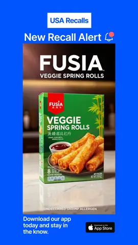 🚨 New Recall Alert! 🚨 Tai Foong USA recalls Fusia Asian Inspirations Veggie Spring Rolls due to undeclared shrimp. The product was distributed nationwide to ALDI stores. No confirmed allergic reactions or illnesses have been reported as of October 8, 2025. Risk: People who have an allergy or severe sensitivity to shrimp or shellfish run the risk of a serious or life-threatening allergic reaction if they consume this product. Impacted states: Nationwide Products: - Fusia Asian Inspirations Veggie Spring Rolls (UPC code(s): 4099100222258)... #RecallAlert #StaySafe