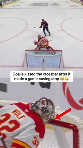 Crossbar came up CLUTCH in Flames’ win 😅 #NHL #hockey #flames #oilers 