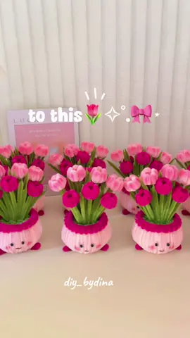 mini pot tulip pipe cleaners🌷🥰 #minipot #miniflower #giftideas #pipecleanerflowers #handmadecraft 