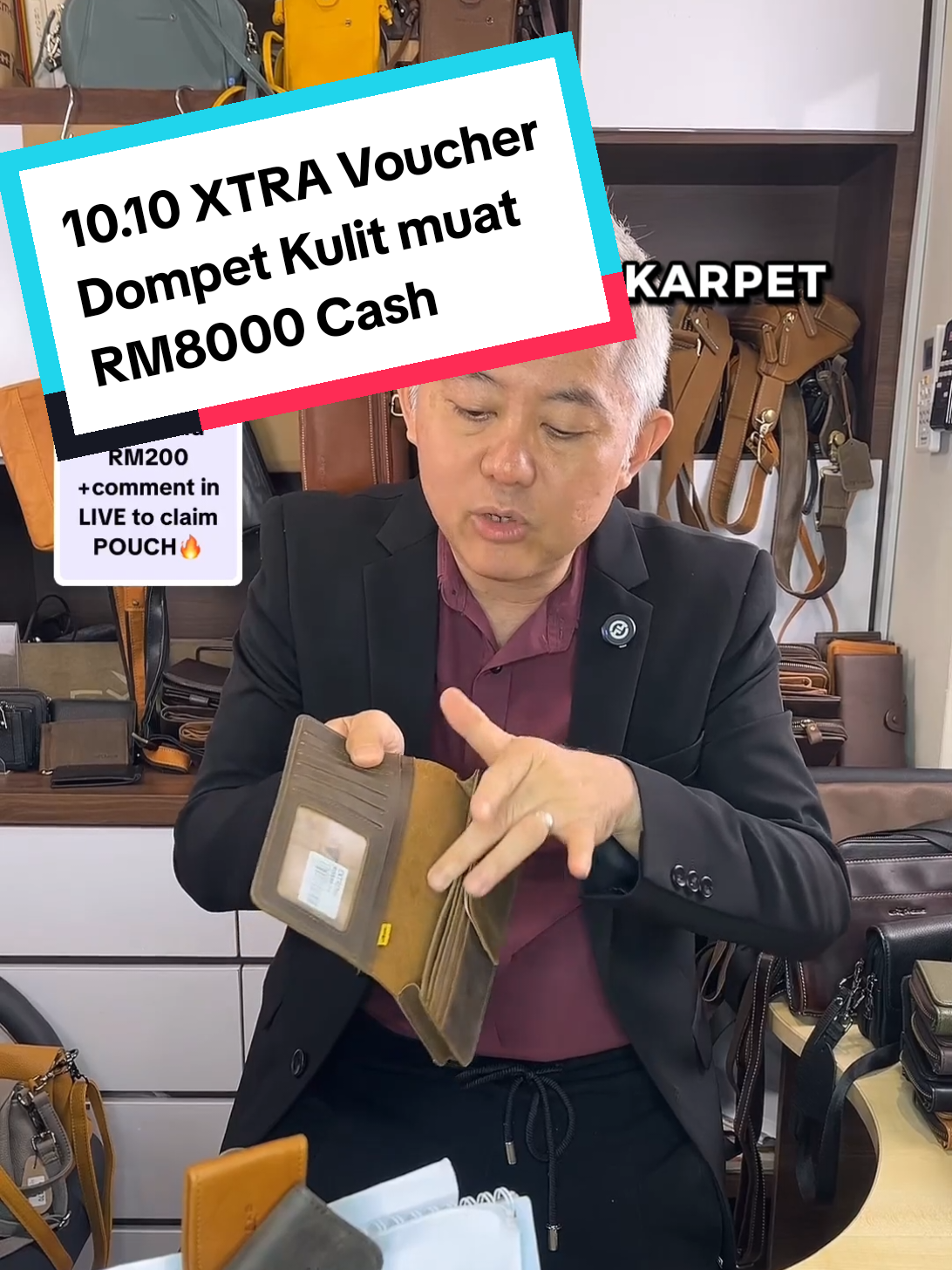 10.10 XTRA VOUCHER Dompet Kulit muat RM8000 Cash. #unclel #leatherwallet #energywallet #dompetkulit #dompetpanjang 