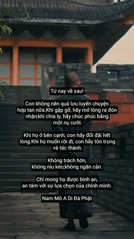 Không trách hờn,không níu kéo, không ngăn cản. Chỉ mong họ được bình an, an tâm với sự lựa chọn của chính mình. #phatphapnhiemmau  #trietlycuocsong  #xuhuong  #tamtrang 